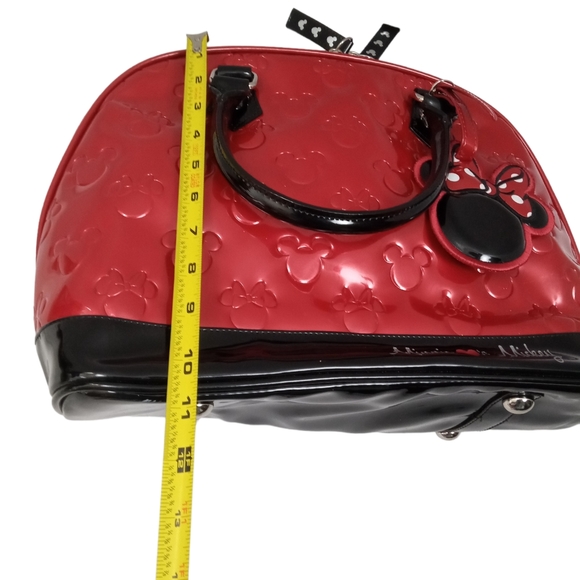 Disney Loungefly Bowler Bag Minnie Loves Mickey Red Black  with Tag - Picture 9 of 11